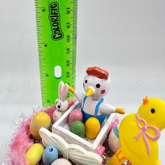 Cute Holiday Spring Handmade Assemblage Decor with Easter Bunny Chicks - Picture 7 of 7